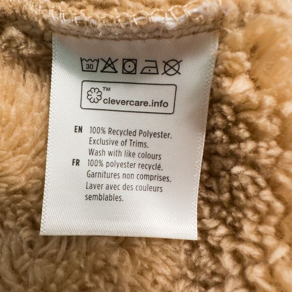 Tentree Eco Teddy Snap Front Fleece Hoodie Womens XL Tan Gorpcore Boho Cozy - Picture 13 of 13